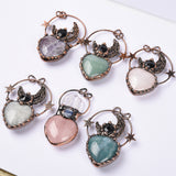 【Hot Sale】 moon with Crystal heart/oval handmade pendent