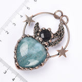 【Hot Sale】 moon with Crystal heart/oval handmade pendent