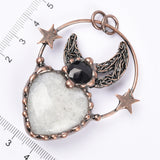 【Hot Sale】 moon with Crystal heart/oval handmade pendent