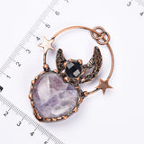【Hot Sale】 moon with Crystal heart/oval handmade pendent