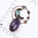 【Hot Sale】 moon with Crystal heart/oval handmade pendent