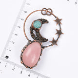 【Hot Sale】 moon with Crystal heart/oval handmade pendent