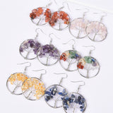【crystal lifetree Earings ∅3.5cm】nature crystal quartz handmade lifetree Earings