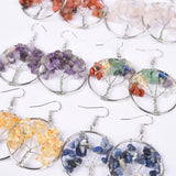 【crystal lifetree Earings ∅3.5cm】nature crystal quartz handmade lifetree Earings