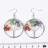 【crystal lifetree Earings ∅3.5cm】nature crystal quartz handmade lifetree Earings