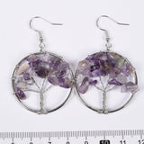 【crystal lifetree Earings ∅3.5cm】nature crystal quartz handmade lifetree Earings