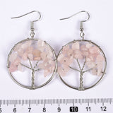 【crystal lifetree Earings ∅3.5cm】nature crystal quartz handmade lifetree Earings