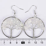 【crystal lifetree Earings ∅3.5cm】nature crystal quartz handmade lifetree Earings