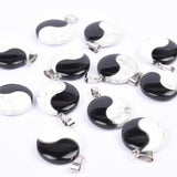 Natural Howlite & Black Onyx Yin Yang Stone Pendants  for Necklace Making