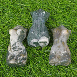 Moss agate women body carvings