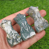 Moss agate women body carvings