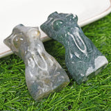 Moss agate women body carvings