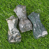 Moss agate women body carvings