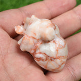 Red vain agate human Heart carving