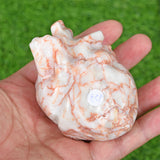 Red vain agate human Heart carving