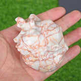Red vain agate human Heart carving