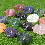 hand carved sleeping Cat High Quality Crystal Animal Folk Crafts quartz jade Sleeping Cat For Gifts