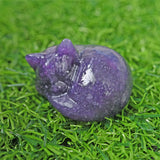 hand carved sleeping Cat High Quality Crystal Animal Folk Crafts quartz jade Sleeping Cat For Gifts