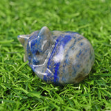 hand carved sleeping Cat High Quality Crystal Animal Folk Crafts quartz jade Sleeping Cat For Gifts