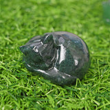 hand carved sleeping Cat High Quality Crystal Animal Folk Crafts quartz jade Sleeping Cat For Gifts