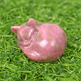 hand carved sleeping Cat High Quality Crystal Animal Folk Crafts quartz jade Sleeping Cat For Gifts