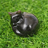 hand carved sleeping Cat High Quality Crystal Animal Folk Crafts quartz jade Sleeping Cat For Gifts