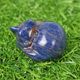 hand carved sleeping Cat High Quality Crystal Animal Folk Crafts quartz jade Sleeping Cat For Gifts