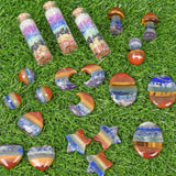natural crystal 7 chakra sphere/heart/moon/worry stone/mushroom/star/chips bottle