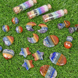 natural crystal 7 chakra sphere/heart/moon/worry stone/mushroom/star/chips bottle