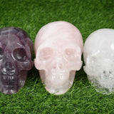 big size rose quartz/clear quartz/fluorite skull