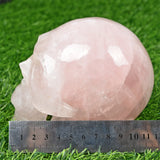 big size rose quartz/clear quartz/fluorite skull