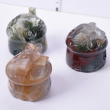 big size Flower/Moss agate Ocean jasper mushroom house carving