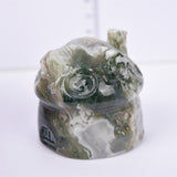 big size Flower/Moss agate Ocean jasper mushroom house carving