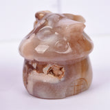 big size Flower/Moss agate Ocean jasper mushroom house carving