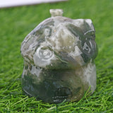 big size Flower/Moss agate Ocean jasper mushroom house carving