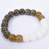 rainbow HeTian jade drum beads brecelet