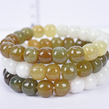 rainbow HeTian jade drum beads brecelet