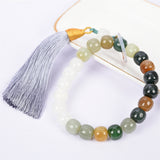 DIY tassel rainbow hetian jade drum beads brecelet