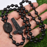 wood DIY Mala Beads Jesus on the Cross