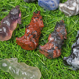1.9 inch Natural quartz wolf carving