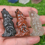 1.9 inch Natural quartz wolf carving