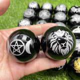 【21-Aug-22】5cm black obsidian sphere with charms