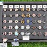 Tourmaline/Larimar/Citrine/Topaz/dumortierite/emerald/Star Rose Qtz/ agate geode/Angel Feather S925 silver rings