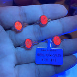 【 S925 Sterling silver rings-21 kinds material】Larimar/skeletal/charote/strawberry/opal /rutilated/ruby/azurite/citrine/moonstone/aquamarin/ sapphire/lab/alexandrite