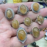 【 S925 Sterling silver rings-21 kinds material】Larimar/skeletal/charote/strawberry/opal /rutilated/ruby/azurite/citrine/moonstone/aquamarin/ sapphire/lab/alexandrite