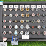 Tourmaline/Larimar/Citrine/Topaz/dumortierite/emerald/Star Rose Qtz/ agate geode/Angel Feather S925 silver rings