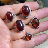 【 S925 Sterling silver rings-21 kinds material】Larimar/skeletal/charote/strawberry/opal /rutilated/ruby/azurite/citrine/moonstone/aquamarin/ sapphire/lab/alexandrite