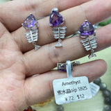 【S925 Sterling silver pendant 29 kind materials】Kunzite/amethsyt/lapis/moonstone/larimar/aurora 23/garnet/azurite