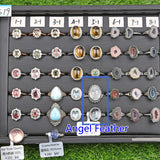 Tourmaline/Larimar/Citrine/Topaz/dumortierite/emerald/Star Rose Qtz/ agate geode/Angel Feather S925 silver rings