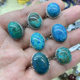 【 S925 Sterling silver rings-21 kinds material】Larimar/skeletal/charote/strawberry/opal /rutilated/ruby/azurite/citrine/moonstone/aquamarin/ sapphire/lab/alexandrite